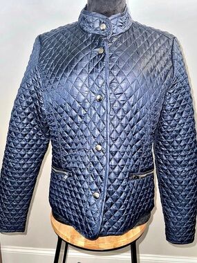 Jade & Ivory Quilted Puffer Jacket in Blue Size Large Like New